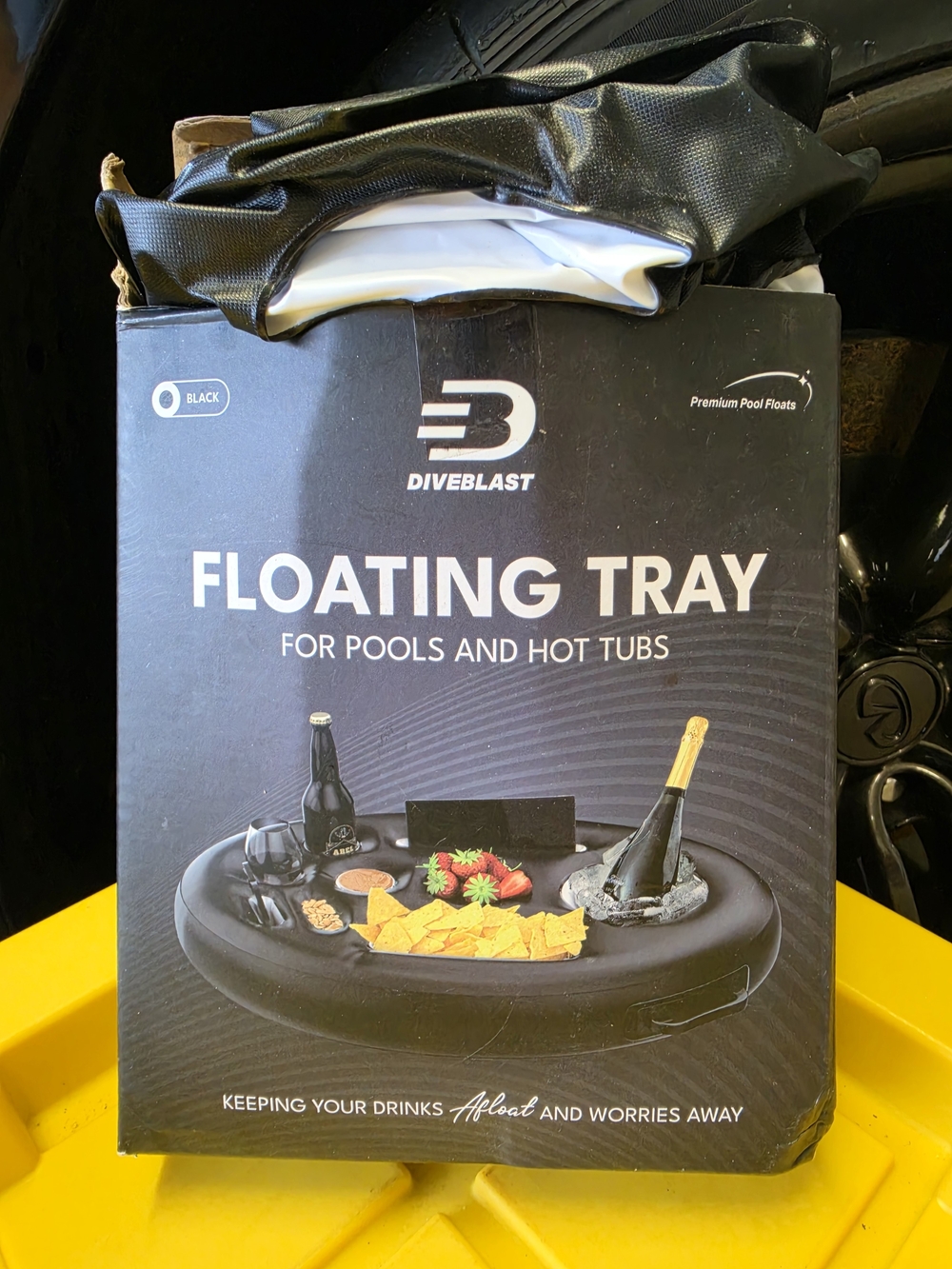 Black Floating Tray for Pools and Hot Tubs By Diveblast
